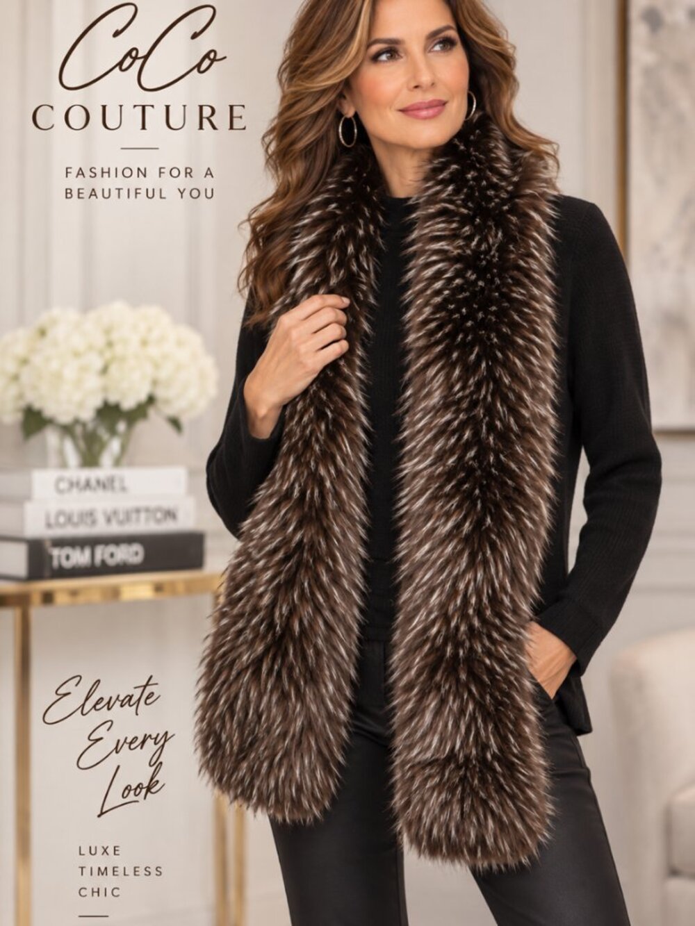 154373 Brown Faux Fur Xtra Long Scarf